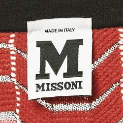 Pre Owned M Missoni Red/Black Patterned Knit Open Front Cardigan S