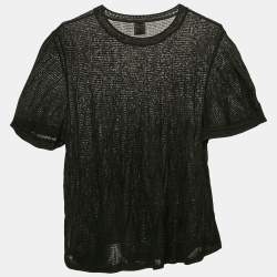 Pre Owned M Missoni Black Chevron Knit Sheer Top M