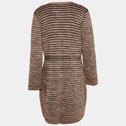 Pre Owned M Missoni Metallic Stripe Lurex Knit Long Cardigan L