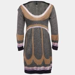 M Missoni Multicolor Pattern Wool Blend Knit Knee-Length Dress S