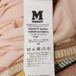 Pre Owned M Missoni Pink Patterned Knit V-Neck Short Dress M