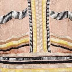 Pre Owned M Missoni Pink Patterned Knit V-Neck Short Dress M