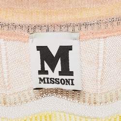 Pre Owned M Missoni Pink Patterned Knit V-Neck Short Dress M