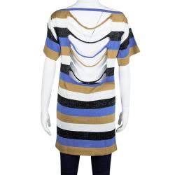 Pre Owned M Missoni Colorblock Striped Knit Strip Back Detail Top M