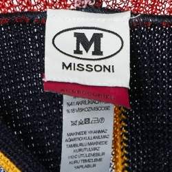 Pre Owned M Missoni Multicolor Wool Blend Knit Fringed Poncho ONE SIZE