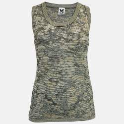 Pre Owned M Missoni Green Patterned Lurex Knit Cardigan and Top Set M