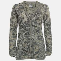 Pre Owned M Missoni Green Patterned Lurex Knit Cardigan and Top Set M