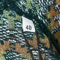 Pre Owned M Missoni Green/Multicolor Knit Long Cardigan S