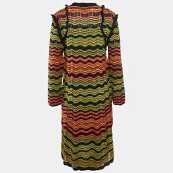 Pre Owned M Missoni Multicolor Patterned Knit Ruffled Midi Dress L