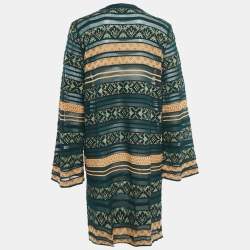 M Missoni Green/Multicolor Patterned Knit Open Front Cardigan L