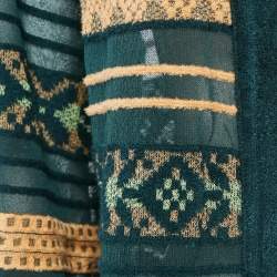 M Missoni Green/Multicolor Patterned Knit Open Front Cardigan L