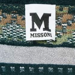 M Missoni Green/Multicolor Patterned Knit Open Front Cardigan L