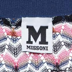 Pre Owned M Missoni Multicolor Patterned Knit Button Front Cardigan M