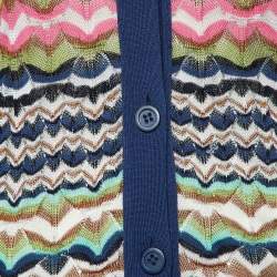 Pre Owned M Missoni Multicolor Patterned Knit Button Front Cardigan M