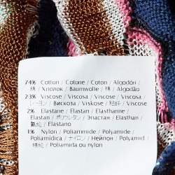 Pre Owned M Missoni Multicolor Patterned Knit Button Front Cardigan M