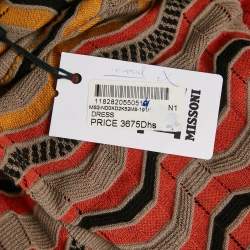 Pre Owned M Missoni Multicolor Patterned Knit Wide Sleeve Long Dress L 