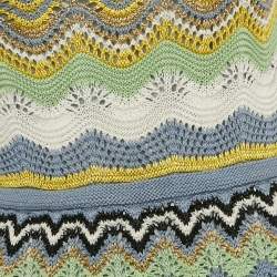 Pre Owned M Missoni Multicolor Wave Pattern Crochet Sleeveless Midi Dress M