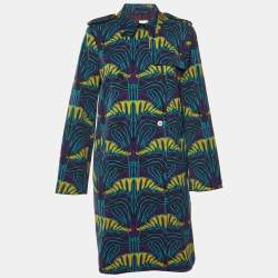 M Missoni Purple Printed Double Breasted Coat L