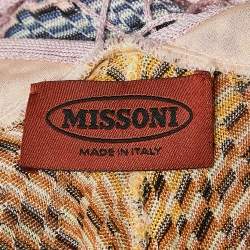 مملوكة مسبقًا Missoni Multicolor Patterned Knit Sleeveless Fringed Top M
