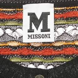M Missoni Black Patterned Knit Button Front Cardigan S