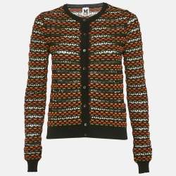 M Missoni Black Patterned Knit Button Front Cardigan S