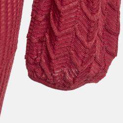 Pre Owned M Missoni Red Patterned Knit V-Neck Midi Dress M