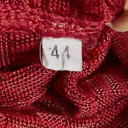 Pre Owned M Missoni Red Patterned Knit V-Neck Midi Dress M