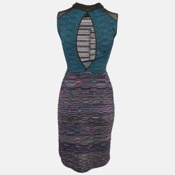 Pre Owned M Missoni Purple Patterned Lurex Knit Bodycon Short Dress S