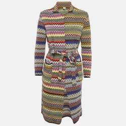 M Missoni Collection Multicolor Patterned Knit Mid-Length Coat M