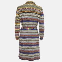 M Missoni Collection Multicolor Patterned Knit Mid-Length Coat M