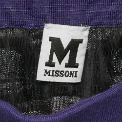 Pre Owned M Missoni Purple Striped Knit Maxi Skirt M