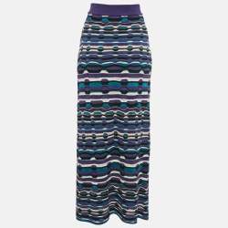 Pre Owned M Missoni Purple Striped Knit Maxi Skirt M