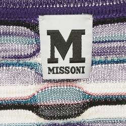 Pre Owned M Missoni Purple Striped Knit Button Front Cardigan M