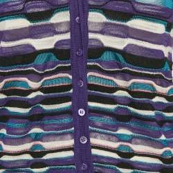 Pre Owned M Missoni Purple Striped Knit Button Front Cardigan M