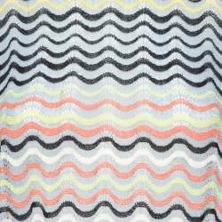 مملوكة مسبقًا M Missoni Grey Wavy Knit Sheer Sleeveless Top S