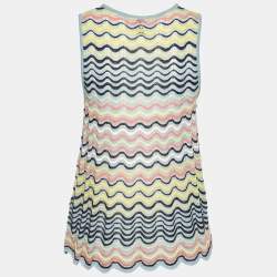مملوكة مسبقًا M Missoni Grey Wavy Knit Sheer Sleeveless Top S