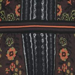 Pre Owned M Missoni Burgundy Patterned Knit Shot Sleeve Midi Dress L