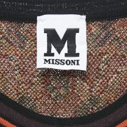Pre Owned M Missoni Multicolor/Burgundy Patterned Knit Sleeveless Dress L