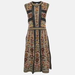 M Missoni Beige/Multicolor Patterned Knit Sleeveless Midi Dress L
