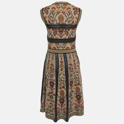 M Missoni Beige/Multicolor Patterned Knit Sleeveless Midi Dress L