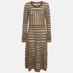 M Missoni Beige/Multicolor Patterned Knit Midi Dress M