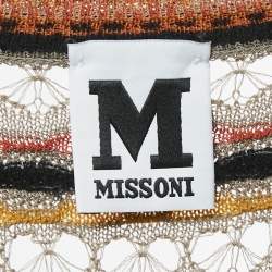 Pre Owned M Missoni Beige/Multicolor Patterned Knit Long Sleeve Midi Dress L