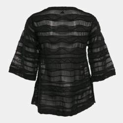 Pre Owned M Missoni Black Patterned Knit Long Sleeve Top M