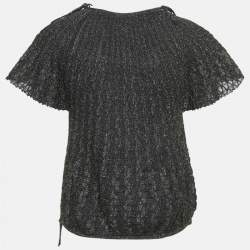Pre Owned M Missoni Black/Metallic Patterned Lurex Knit Top L