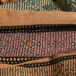 Pre Owned M Missoni Brown/Multicolor Patterned Knit Sleeveless Midi Dress L
