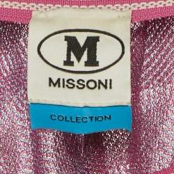 Pre Owned M Missoni Multicolor/Pink Chevron Pattern Jacquard Lurex Knit Midi Skirt S