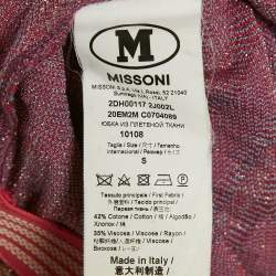 Pre Owned M Missoni Multicolor/Pink Chevron Pattern Jacquard Lurex Knit Midi Skirt S