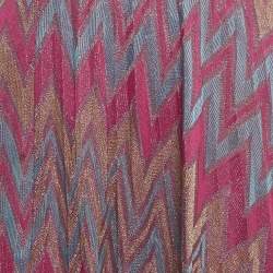 Pre Owned M Missoni Multicolor/Pink Chevron Pattern Jacquard Lurex Knit Midi Skirt S