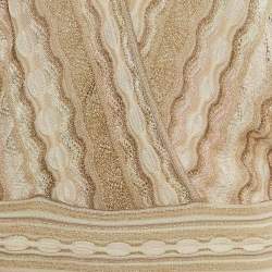 Pre Owned M Missoni Beige Perforated Lurex Knit Crossover Top S
