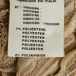Pre Owned M Missoni Beige Perforated Lurex Knit Crossover Top S